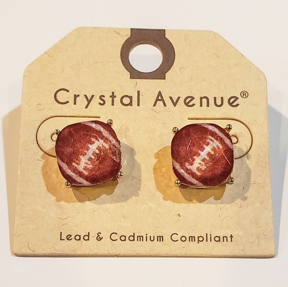 🎈🆕️🏈 Football Cushion Cut Stud Earrings